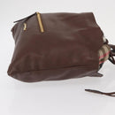 BURBERRY Hand Bag Leather Brown Gold Auth BA8046-3