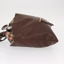 BURBERRY Hand Bag Leather Brown Gold Auth BA8046-4