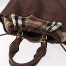 BURBERRY Hand Bag Leather Brown Gold Auth BA8046-6