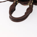 BURBERRY Hand Bag Leather Brown Gold Auth BA8046-7