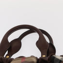 BURBERRY Hand Bag Leather Brown Gold Auth BA8046-14