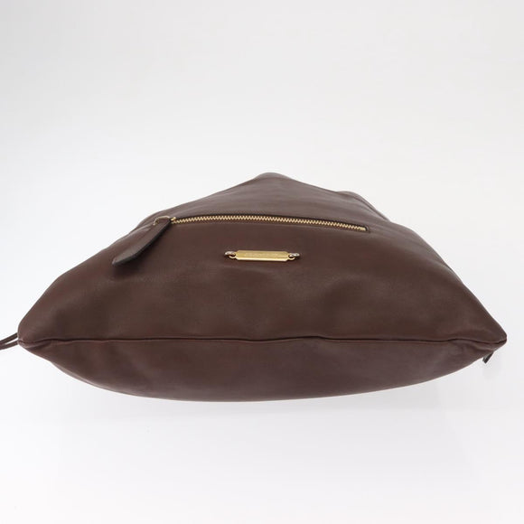 BURBERRY Hand Bag Leather Brown Gold Auth BA8046