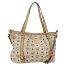 MCM Vicetos Logogram Tote Bag PVC Leather 2way Beige Gold Auth BA8048-1