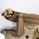 MCM Vicetos Logogram Tote Bag PVC Leather 2way Beige Gold Auth BA8048-17