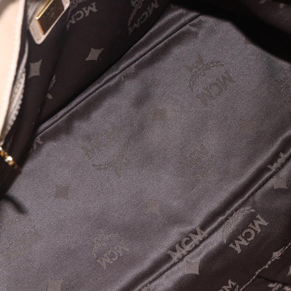 MCM Vicetos Logogram Tote Bag PVC Leather 2way Beige Gold Auth BA8048