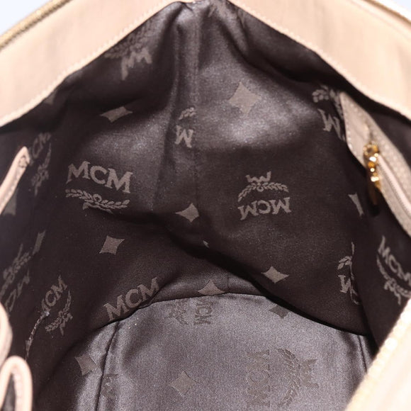 MCM Vicetos Logogram Tote Bag PVC Leather 2way Beige Gold Auth BA8048
