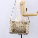 MCM Vicetos Logogram Tote Bag PVC Leather 2way Beige Gold Auth BA8048-24
