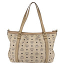 MCM Vicetos Logogram Tote Bag PVC Leather 2way Beige Gold Auth BA8048-3