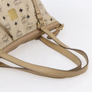 MCM Vicetos Logogram Tote Bag PVC Leather 2way Beige Gold Auth BA8048-7