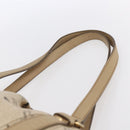 MCM Vicetos Logogram Tote Bag PVC Leather 2way Beige Gold Auth BA8048-8