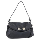 Chloe Lily Hand Bag Leather 2way Black Silver Auth BA8050-1