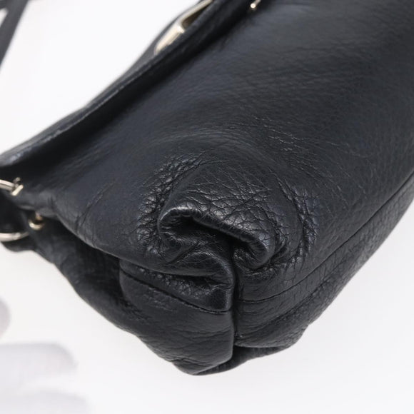 Chloe Lily Hand Bag Leather 2way Black Silver Auth BA8050