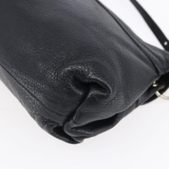 Chloe Lily Hand Bag Leather 2way Black Silver Auth BA8050