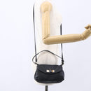 Chloe Lily Hand Bag Leather 2way Black Silver Auth BA8050-23