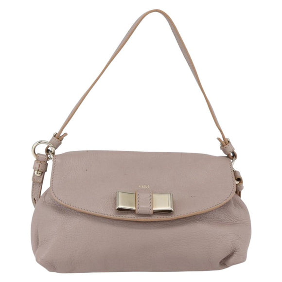 Chloe Lily Hand Bag Leather 2way Pink Gold Silver Auth BA8051