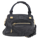 Chloe Etel Hand Bag Leather 2way Black Gold Auth BA8052-1
