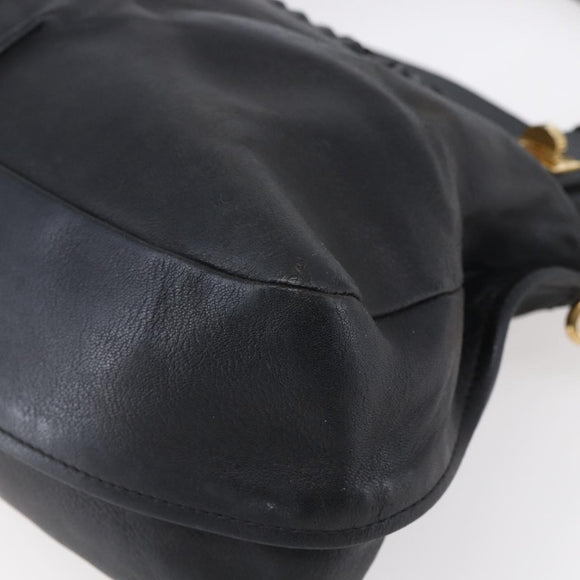 Chloe Etel Hand Bag Leather 2way Black Gold Auth BA8052