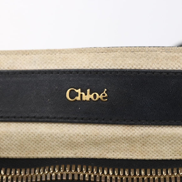 Chloe Etel Hand Bag Leather 2way Black Gold Auth BA8052
