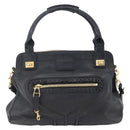 Chloe Etel Hand Bag Leather 2way Black Gold Auth BA8052-2