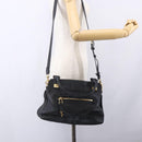 Chloe Etel Hand Bag Leather 2way Black Gold Auth BA8052-25