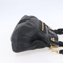 Chloe Etel Hand Bag Leather 2way Black Gold Auth BA8052-5