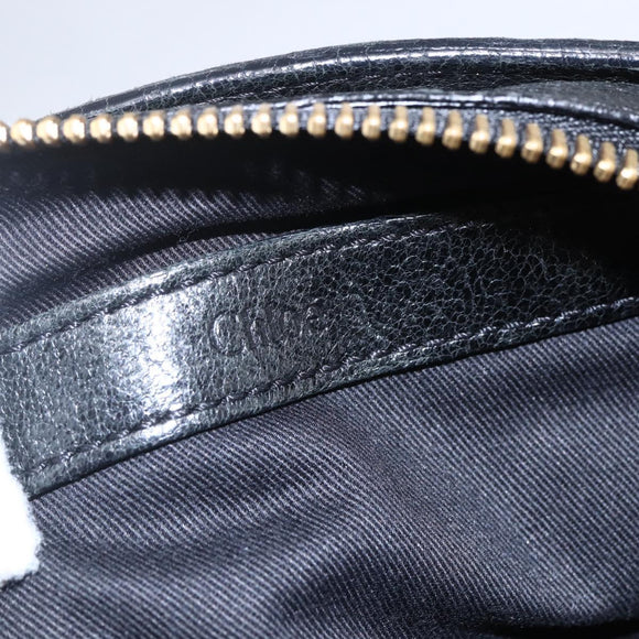 Chloe Etel Hand Bag Leather 2way Black Gold Auth BA8053