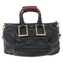 Chloe Etel Hand Bag Leather 2way Black Gold Auth BA8053-2