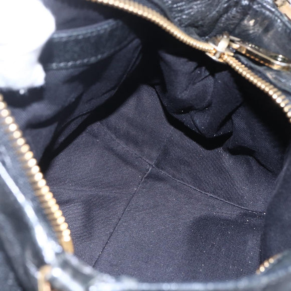 Chloe Etel Hand Bag Leather 2way Black Gold Auth BA8053