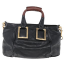 Chloe Etel Hand Bag Leather 2way Black Gold Auth BA8053-3