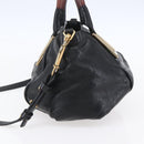 Chloe Etel Hand Bag Leather 2way Black Gold Auth BA8053-5