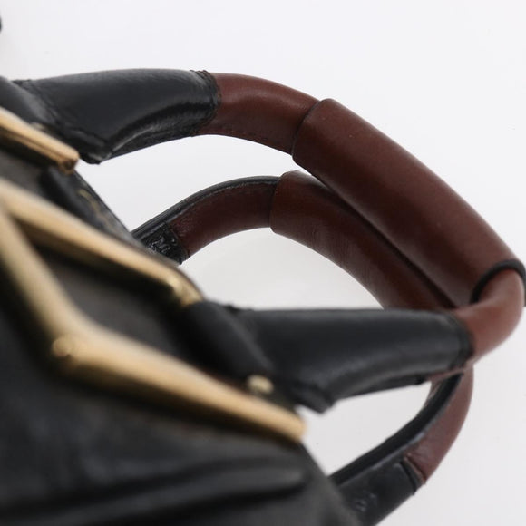 Chloe Etel Hand Bag Leather 2way Black Gold Auth BA8053