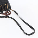 Chloe Etel Hand Bag Leather 2way Black Gold Auth BA8053-9