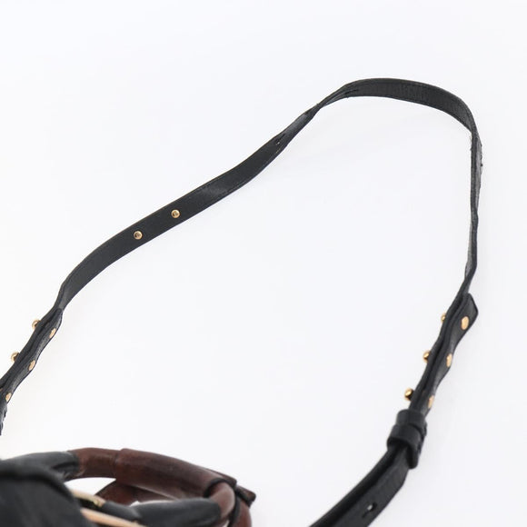 Chloe Etel Hand Bag Leather 2way Black Gold Auth BA8054