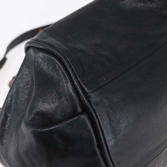 Chloe Etel Hand Bag Leather 2way Black Gold Auth BA8054