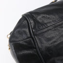 Chloe Etel Hand Bag Leather 2way Black Gold Auth BA8054-9