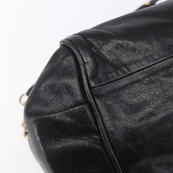 Chloe Etel Hand Bag Leather 2way Black Gold Auth BA8054