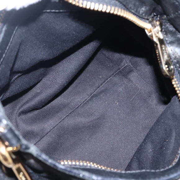 Chloe Etel Hand Bag Leather 2way Black Gold Auth BA8054