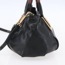 Chloe Etel Hand Bag Leather 2way Black Gold Auth BA8054-4