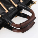 Chloe Etel Hand Bag Leather 2way Black Gold Auth BA8054-7