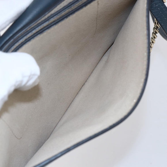 Chloe Fay Shoulder Bag Suede Leather Blue Gold Auth BA8055