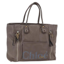 Chloe Eclipse Tote Bag Leather Beige Brown Auth BA8056-1