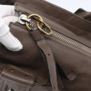 Chloe Eclipse Tote Bag Leather Beige Brown Auth BA8056-14