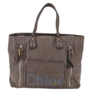 Chloe Eclipse Tote Bag Leather Beige Brown Auth BA8056-2