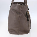 Chloe Eclipse Tote Bag Leather Beige Brown Auth BA8056-4