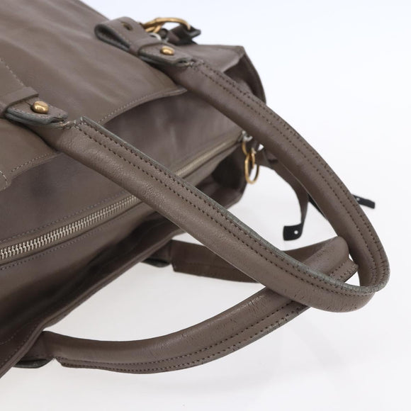 Chloe Eclipse Tote Bag Leather Beige Brown Auth BA8056