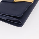 SAINT LAURENT Y Line Chain Satchel Small Bag Leather Blue Gold Auth BA8058-10