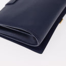 SAINT LAURENT Y Line Chain Satchel Small Bag Leather Blue Gold Auth BA8058-12