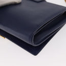 SAINT LAURENT Y Line Chain Satchel Small Bag Leather Blue Gold Auth BA8058-13