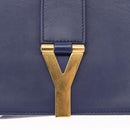 SAINT LAURENT Y Line Chain Satchel Small Bag Leather Blue Gold Auth BA8058-14