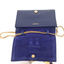 SAINT LAURENT Y Line Chain Satchel Small Bag Leather Blue Gold Auth BA8058-10